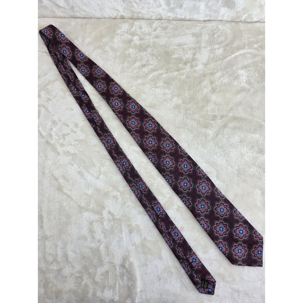 Jos. A. Bank Signature Gold Mens Silk Tie Red Blue Medallion Floral Geometric